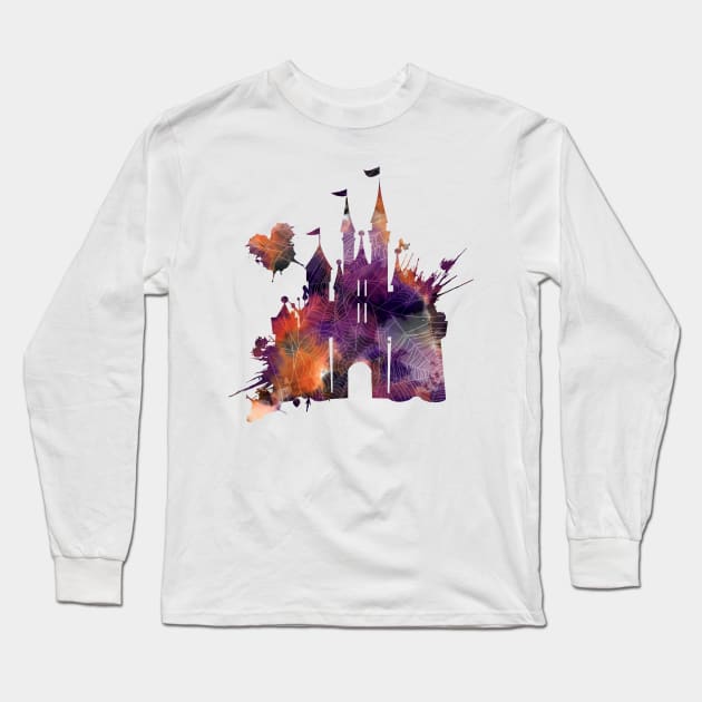 Halloween Castle Watercolor Long Sleeve T-Shirt by kimhutton